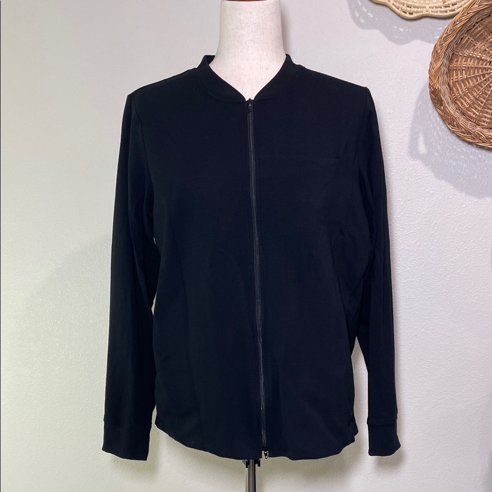 Women’s Eileen Fisher Stretch Knit Double Zip Jacket Lightweight Top Size Large